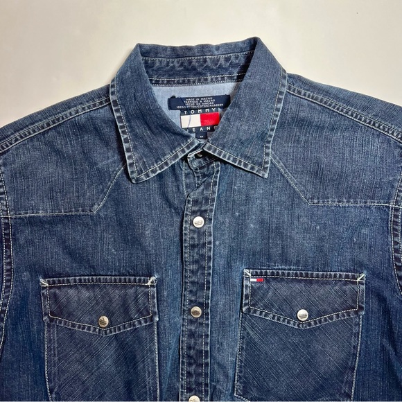 VINTAGE TOMMY HILFIGER Western Denim Shirt Medium - Picture 3 of 13